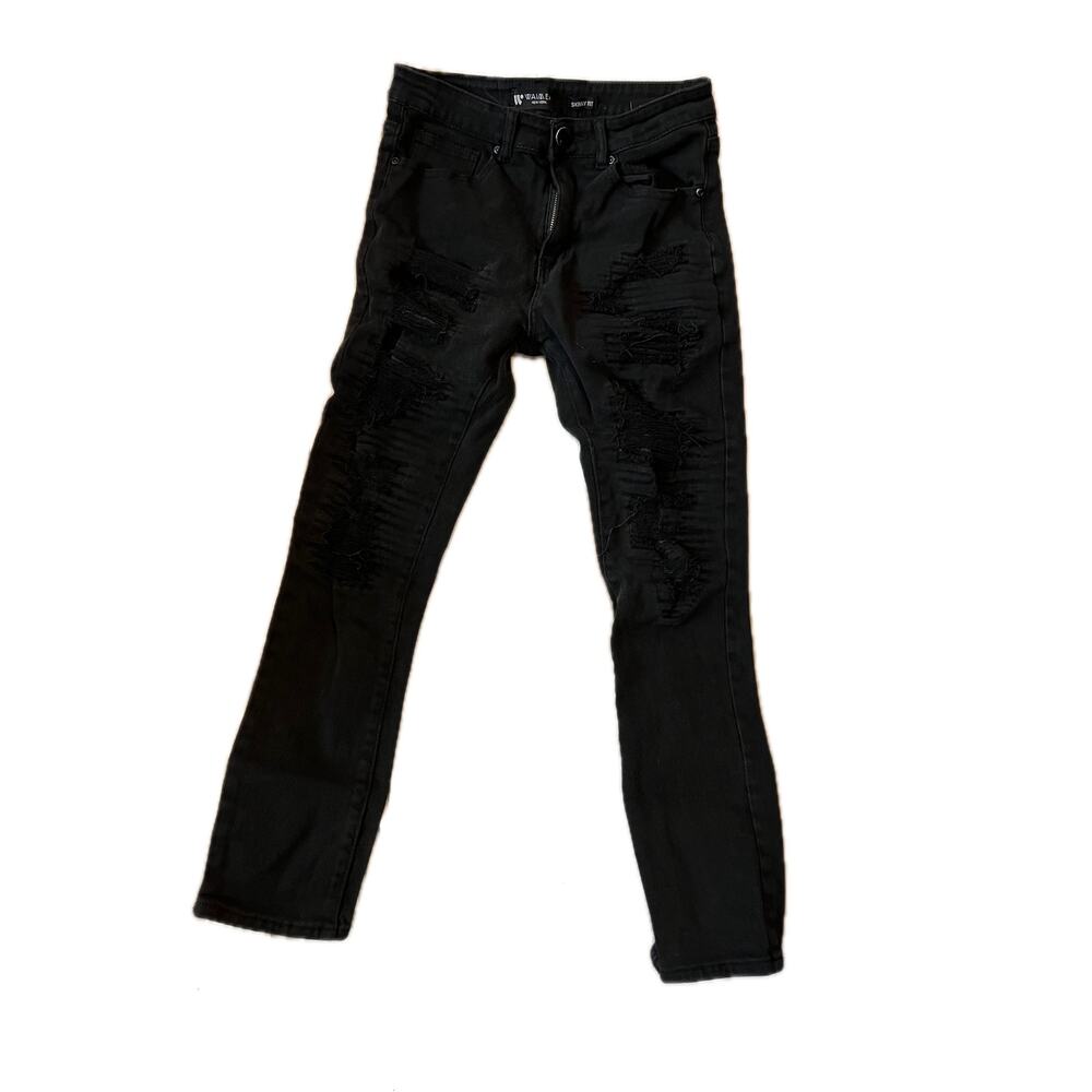 Waimea Skinny Fit Streetwear Black Jeans Mens 30x30